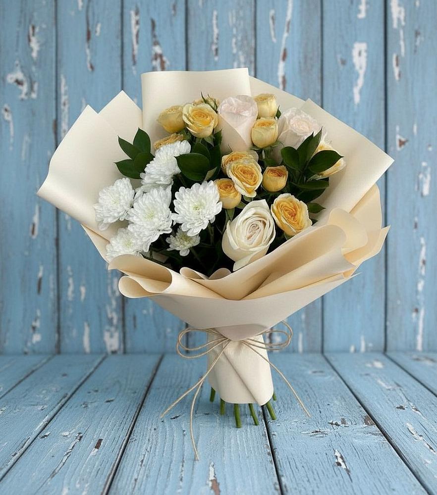 Букет цветов из: Розы и Хризантемы в Балее
