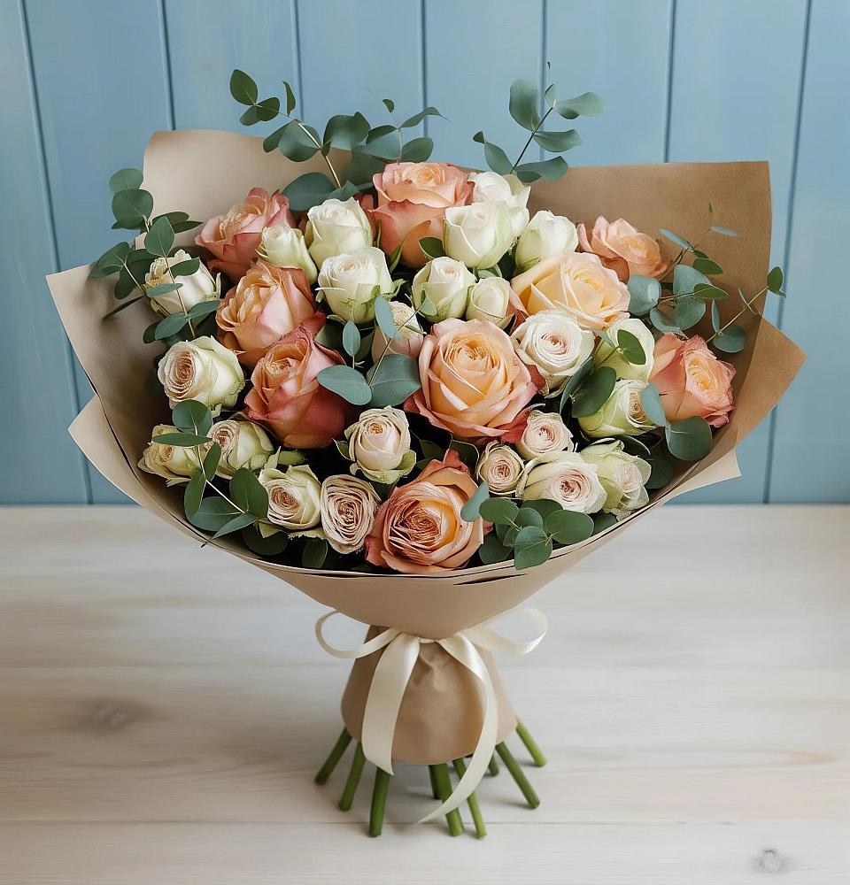 Букет цветов из: Альстромерии и Розы в Балее