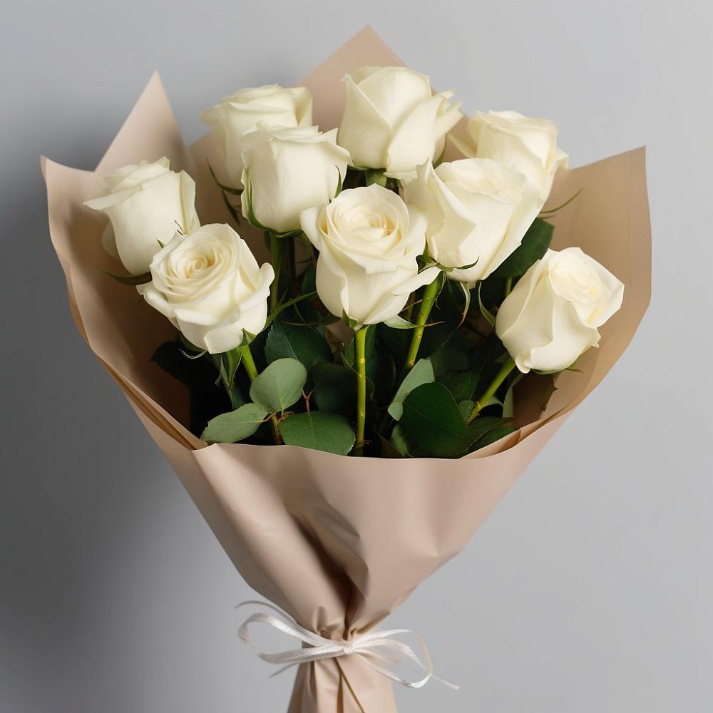 Букет 9 Белых роз Эдлесс Лав в Балее