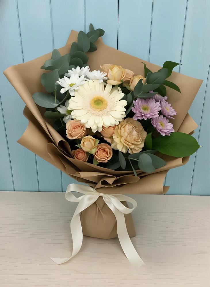 Букет цветов из: Герберы и Хризантемы в Балее