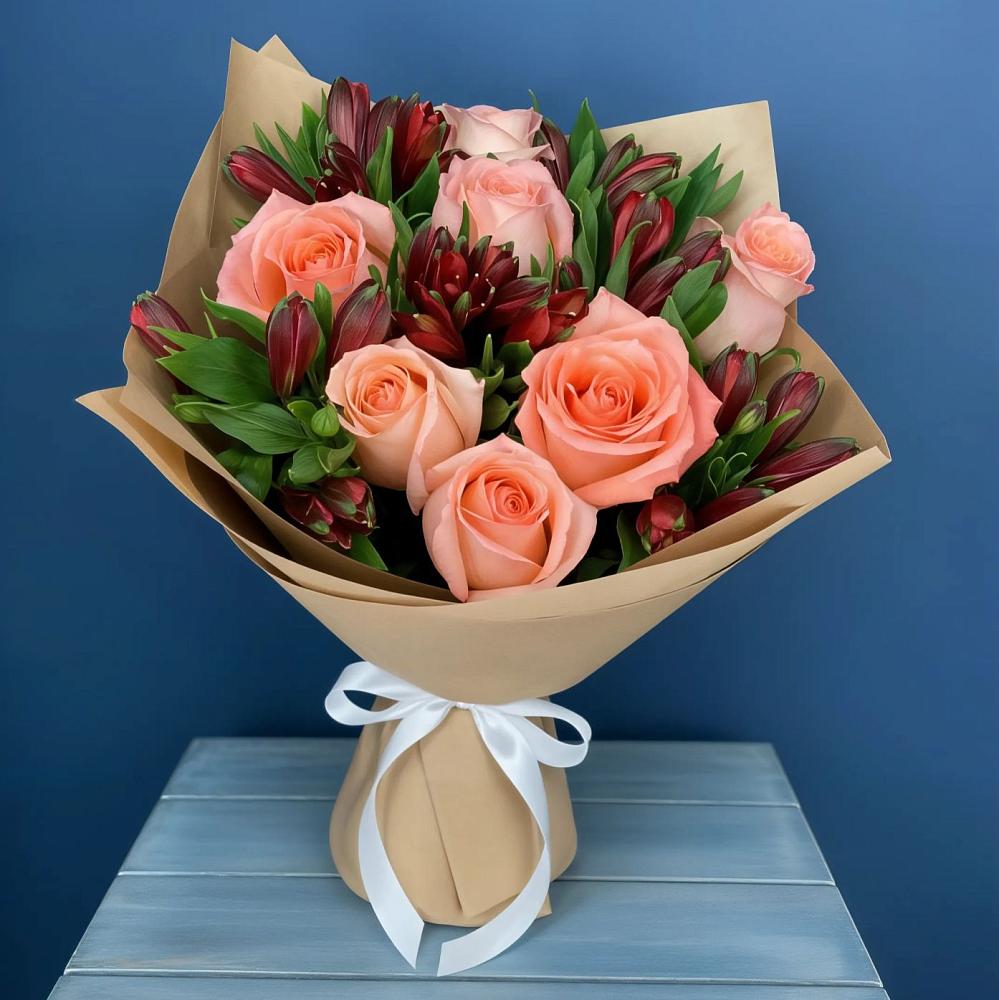 Букет цветов из: Розы и Альстромерии в Балее