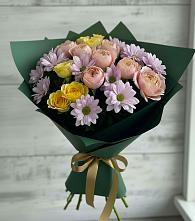 Букет цветов из:  Хризантемы и Розы в Балее
