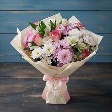 Букет цветов из:  Хризантемы, Альстромерии и Розы в Балее