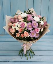 Букет цветов из:  Хризантемы, Розы и Альстромерии в Балее