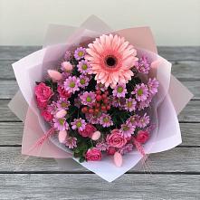 Букет цветов из:  Розы, Герберы и Хризантемы в Балее