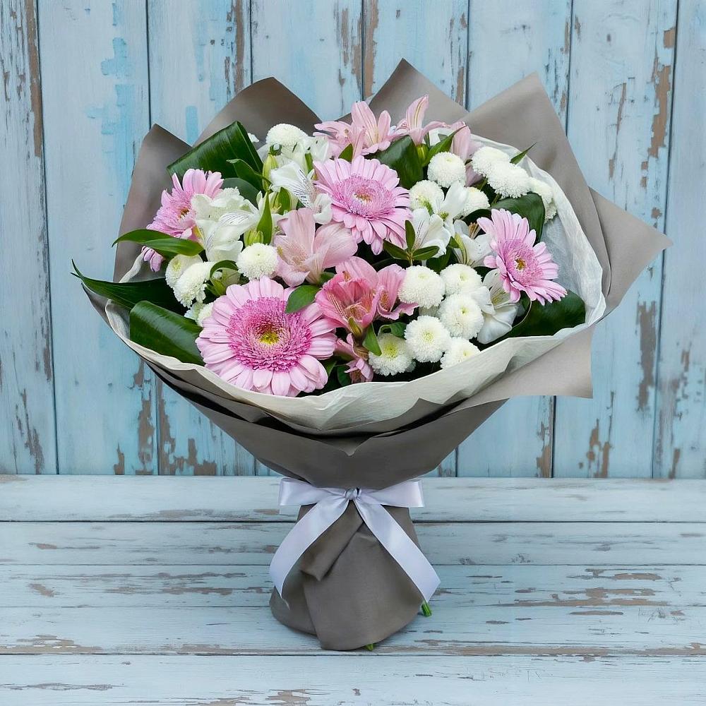 Букет цветов из: Герберы, Альстромерии и Хризантемы в Балее