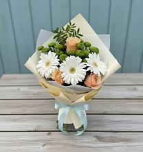 Букет цветов из:  Герберы, Розы и Хризантемы в Балее