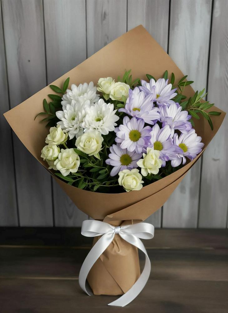 Букет цветов из: Хризантемы и Розы в Балее